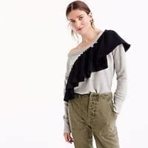J. Crew Asymetrical Ruffle Sweatshirt